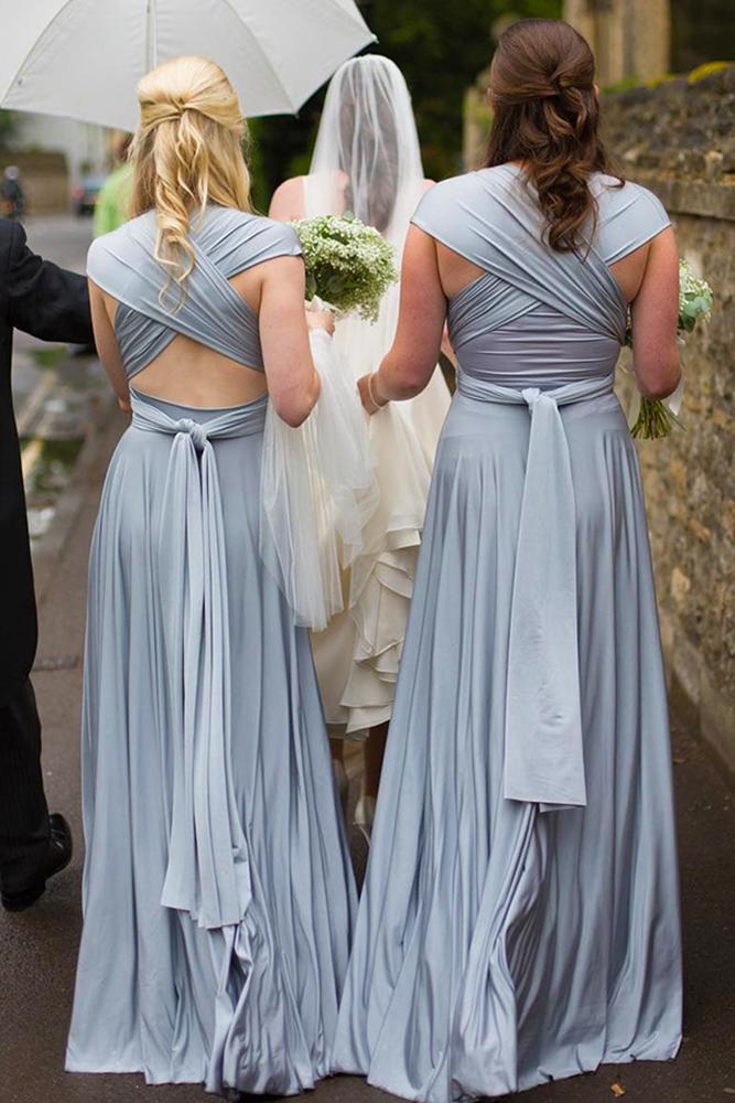 grey bridesmaid dresses long mismatched two birds bridesmaid