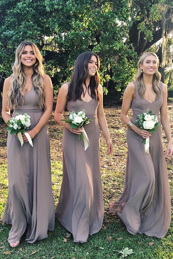 grey bridesmaid dresses long simple v neckline showmeyourmumu