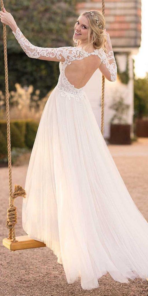  illusion long sleeve wedding dresses a line open back lace martina liana