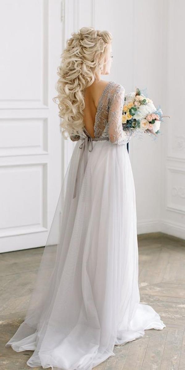 Long Sleeve Illusion Wedding Dress