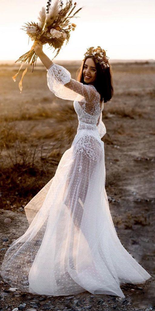 illusion long sleeve wedding dresses nude boho tali photography