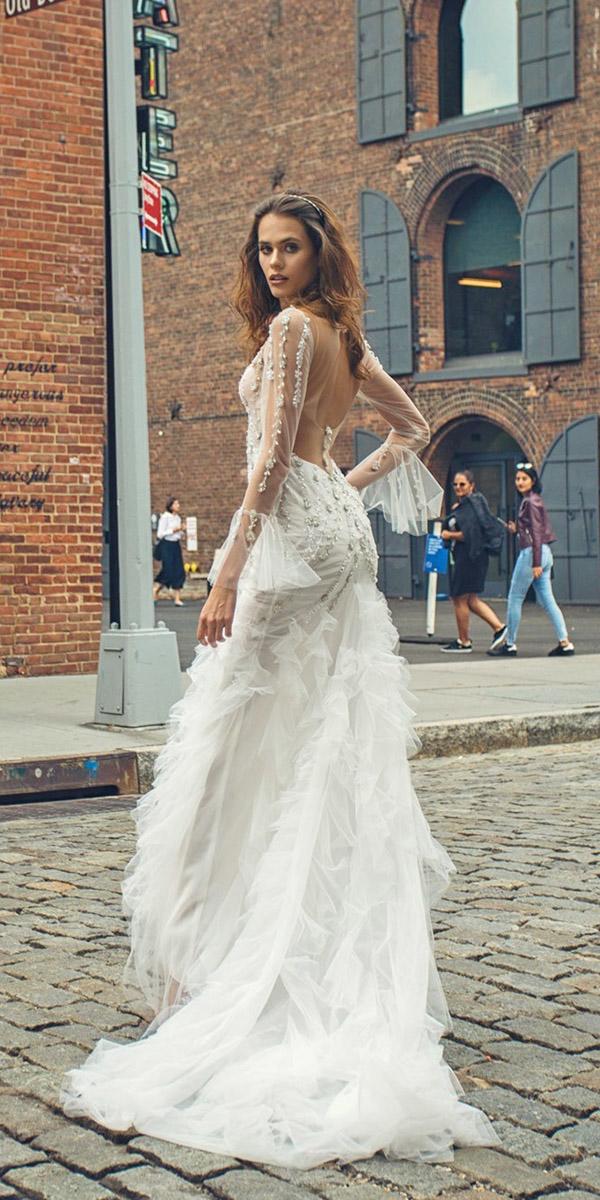 illusion long sleeve wedding dresses unique sequin solo merav