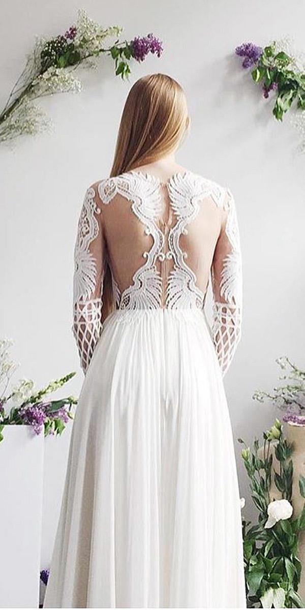 lace back wedding dresses illusion tatto effect floral embellishment leanne marshall