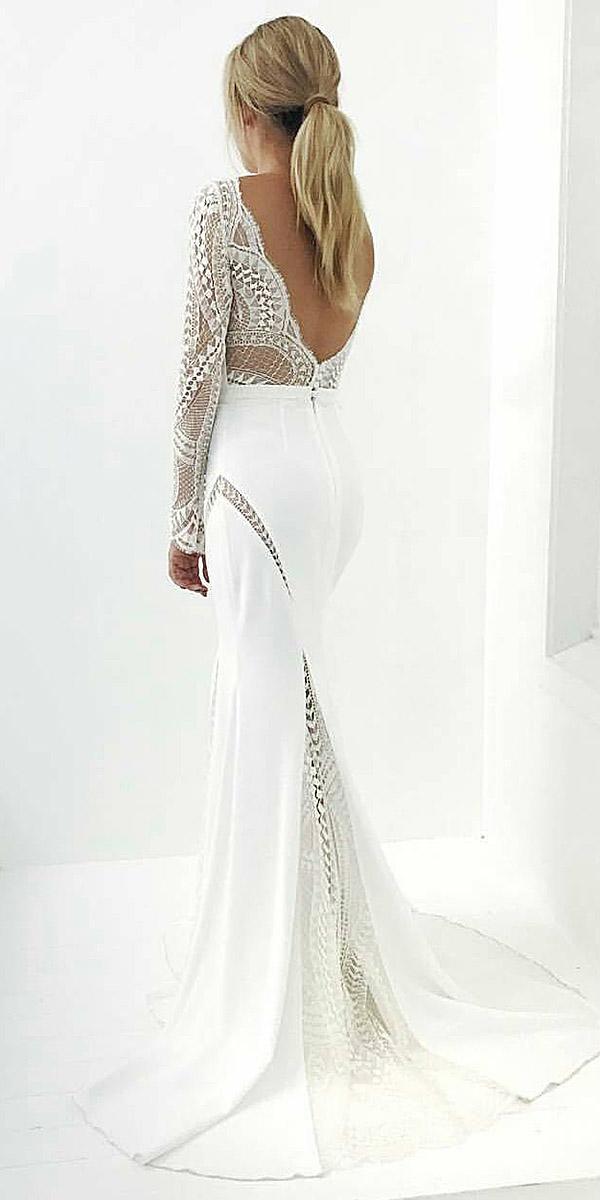 lace back wedding dresses low with sleeves vintage alta moda