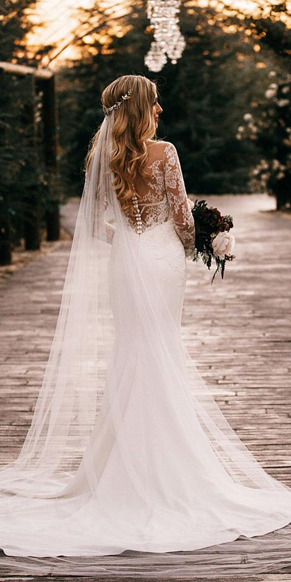 lace back wedding dresses mermaid with long sleeves buttons anne barge