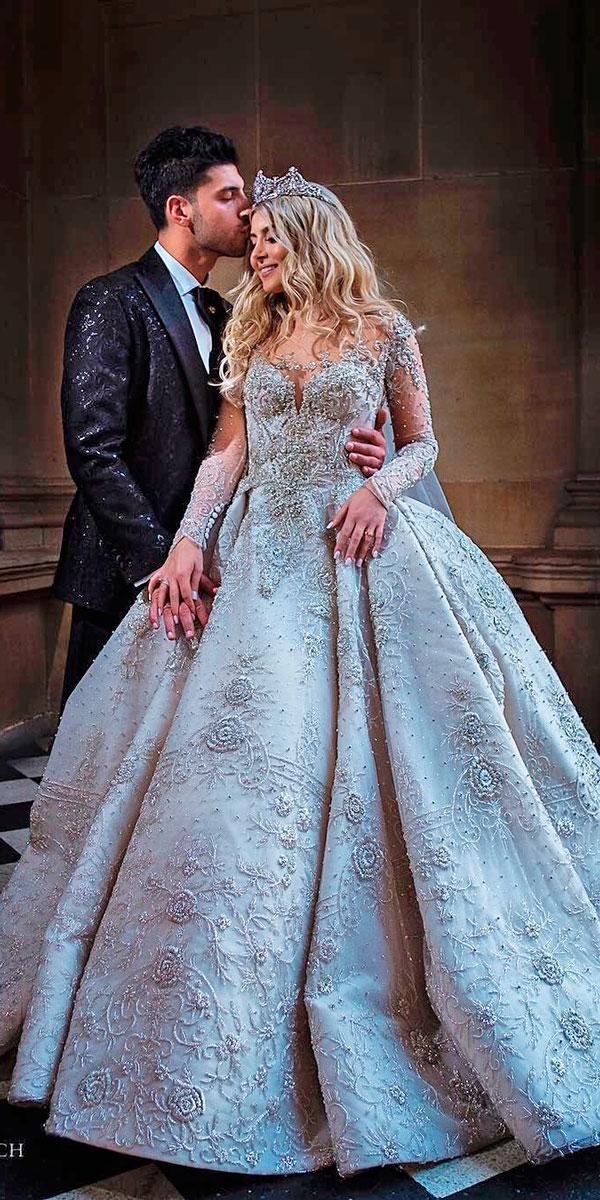 lace-ball-gown-bling-sweetheart-long-sleeves-princess-wedding-dresses