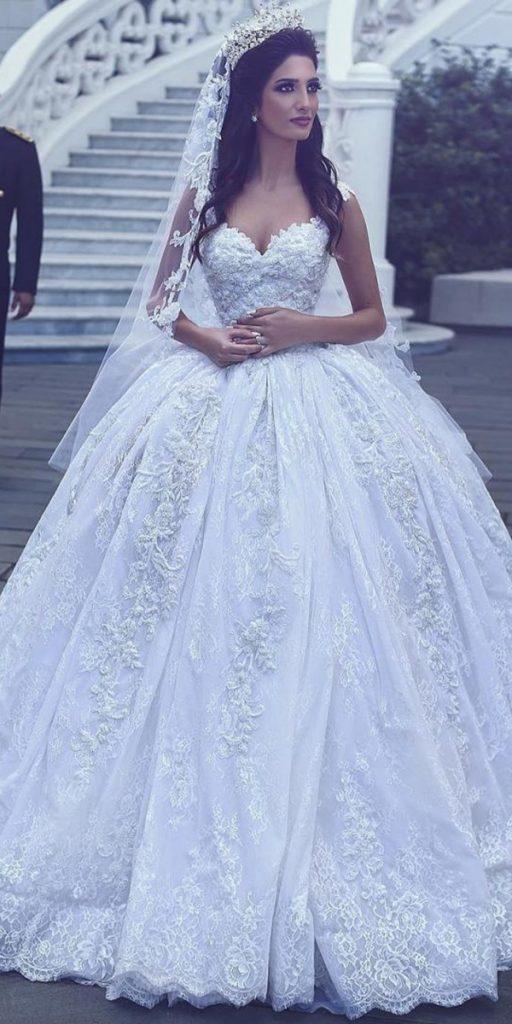  lace ball gown wedding dresses sweetheart neckline saidmhamadofficial