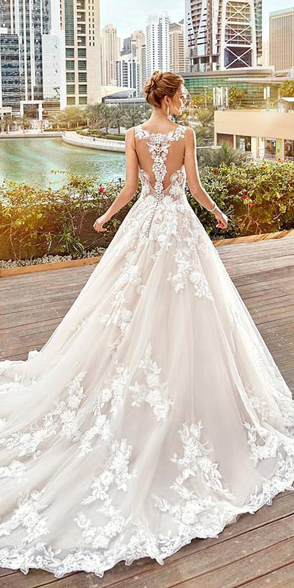 lace illusion back wedding dresses a line full lace eddyk bridal