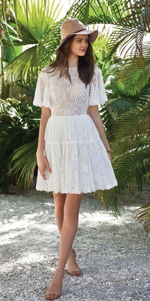  lace short wedding dresses boho full lace with blow sleeves lilian west