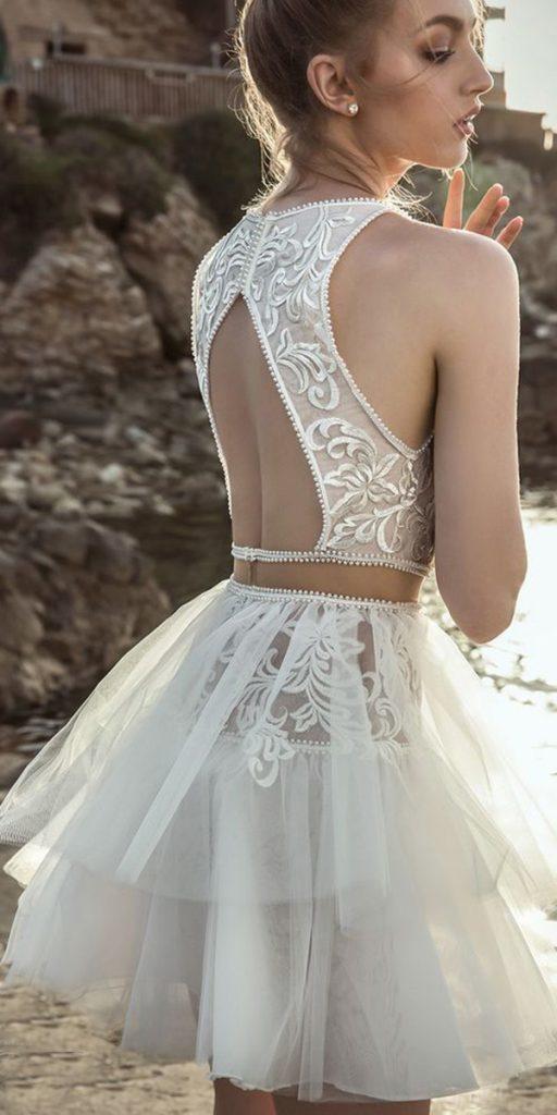 lace short wedding dresses open back sleveless dany mizrachi’s