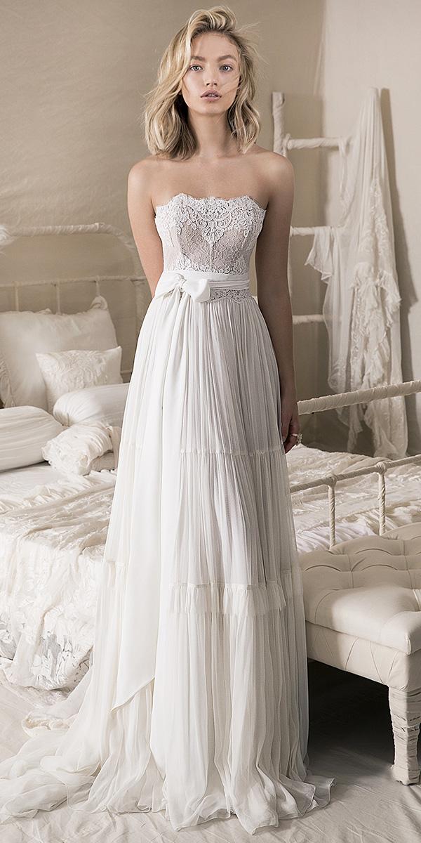 lihi hod wedding dresses 2018 sheath long shiffon lace top romantic