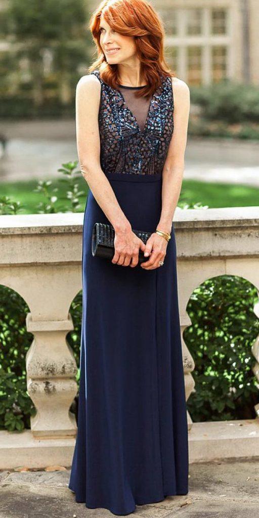 long mother of the bride dresses navy sequins top for spring davids bridal