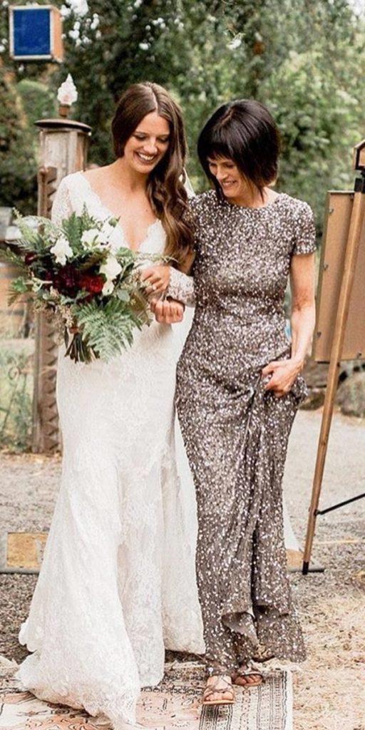 long mother of the bride dresses sequins with cap sleeves for fall jesskeys