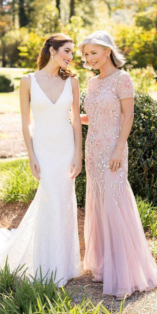  long mother of the bride dresses with cap sleeves pink sequins spring brianleahyphoto