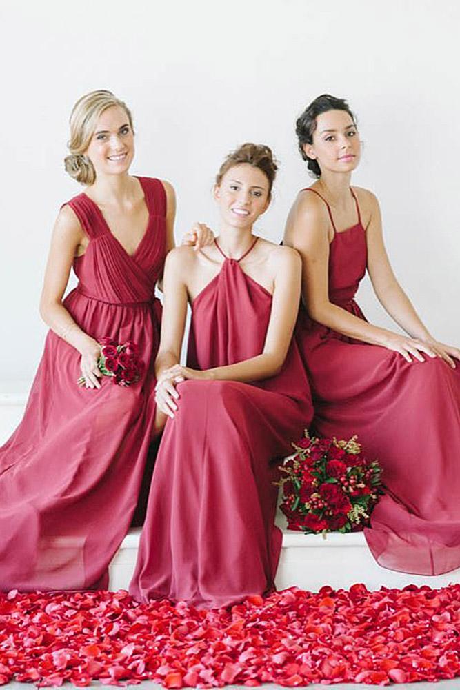 mismatched bridesmaid dresses long burgundy joan naaugust