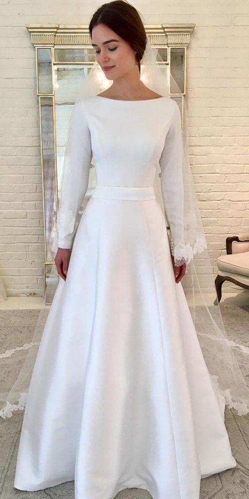 modest dresses a line with long sleeves simple townand country bridal