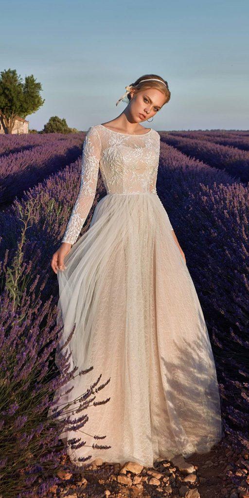 modest wedding dresses with sleeves a line for boho country ariamo