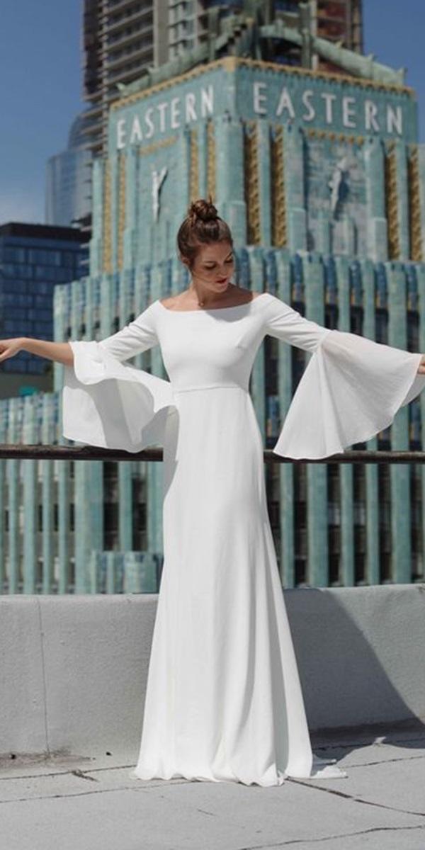 modest wedding dresses with sleeves a line outdoor joanna augus