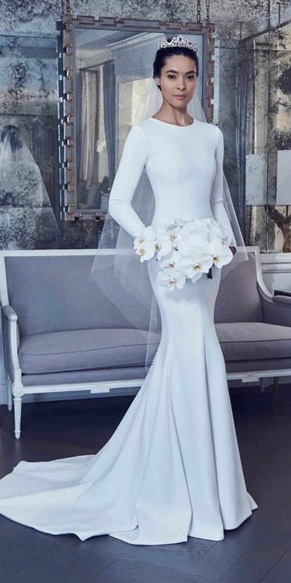  modest wedding dresses with sleeves mermaid simple romona keveza