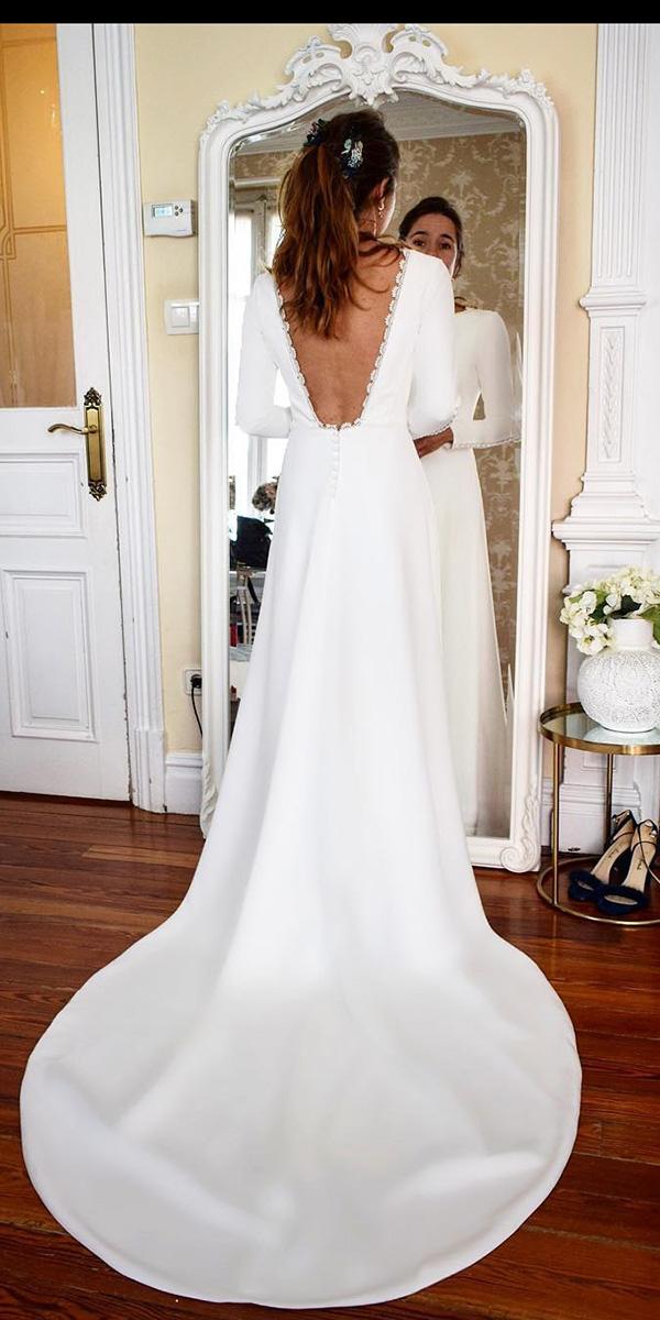 modest wedding dresses with sleeves v back with train aliciarue daatelier