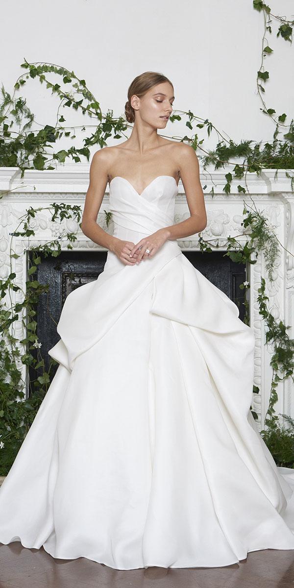 monique lhuillier wedding dresses 2018 a line ruffled skirt satin simple