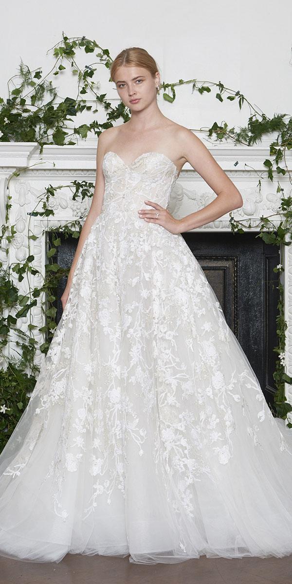 monique lhuillier wedding dresses 2018 a line sweetheart floral embellishment