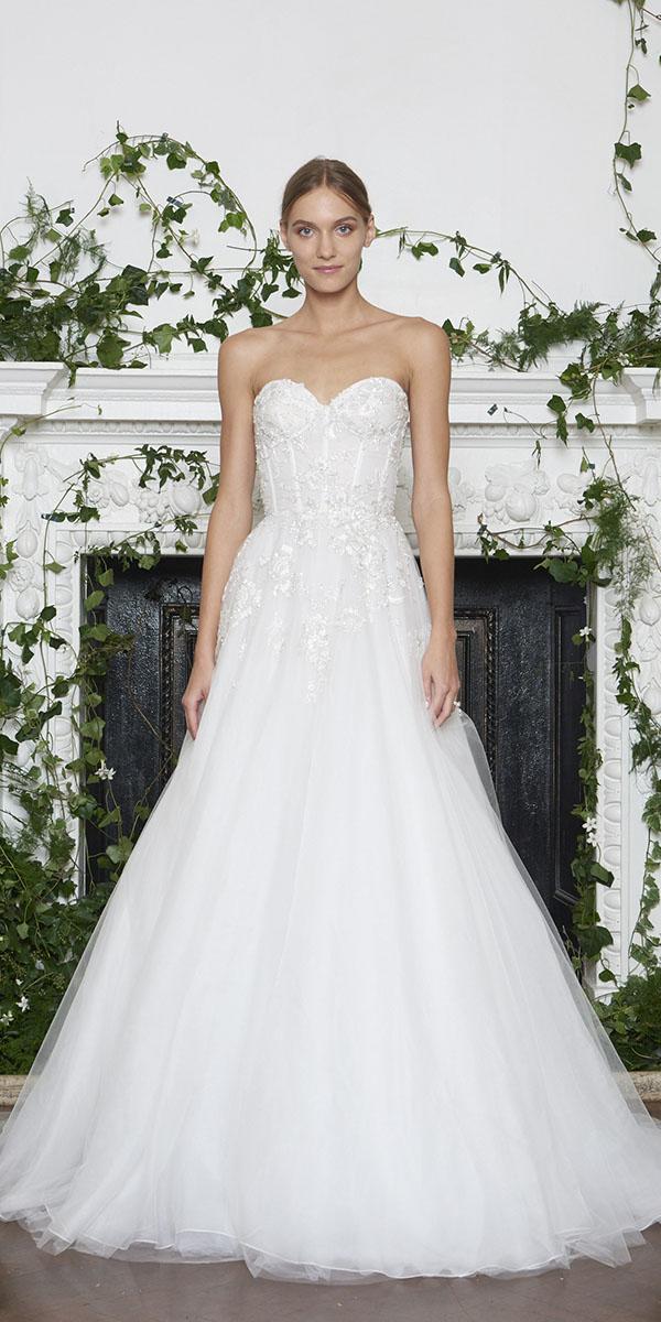 monique lhuillier wedding dresses 2018 princess sweetheart beaded tulle skirt