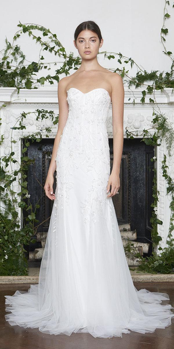 monique lhuillier wedding dresses 2018 sheath sweetheart nckline with floral embroidered