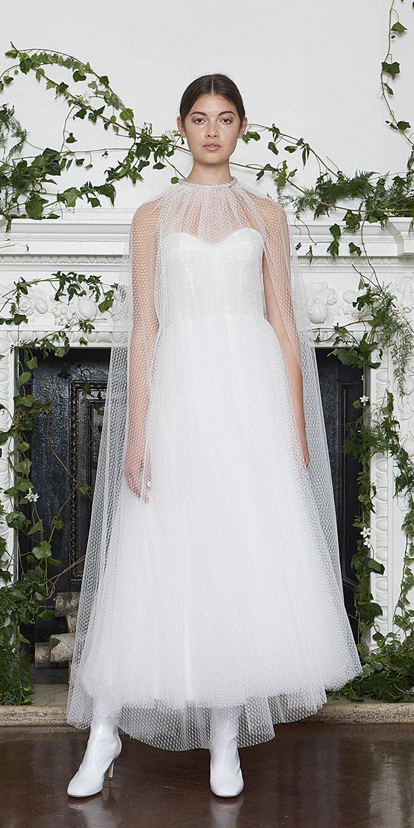 monique lhuillier wedding dresses 2018 sheath with illusion cape high neck tulle