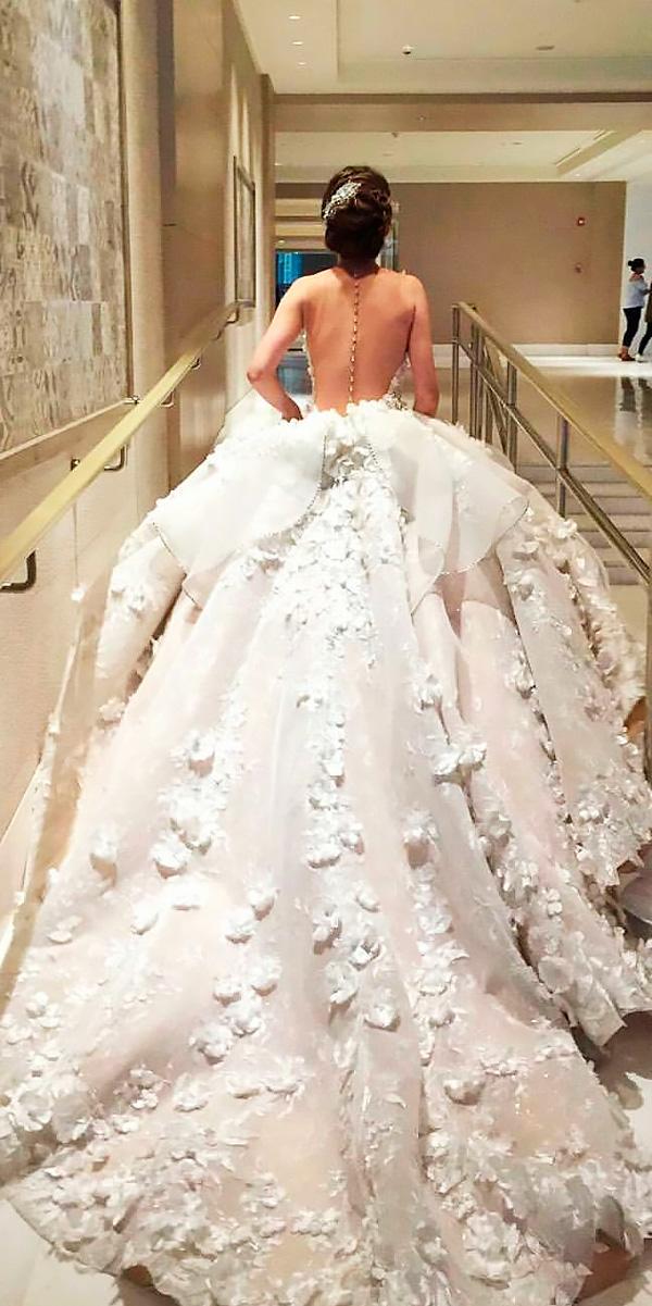 princess wedding dresses ball gown floral low back mak tumang