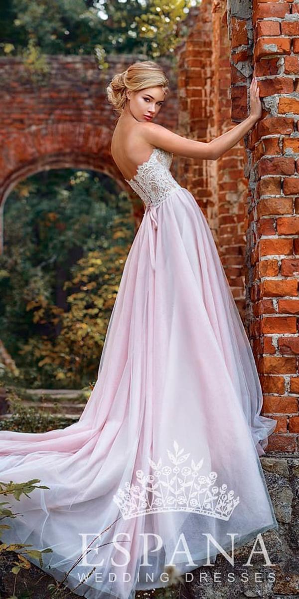 princess wedding dresses blush a line lace strapless neckline espana sposa