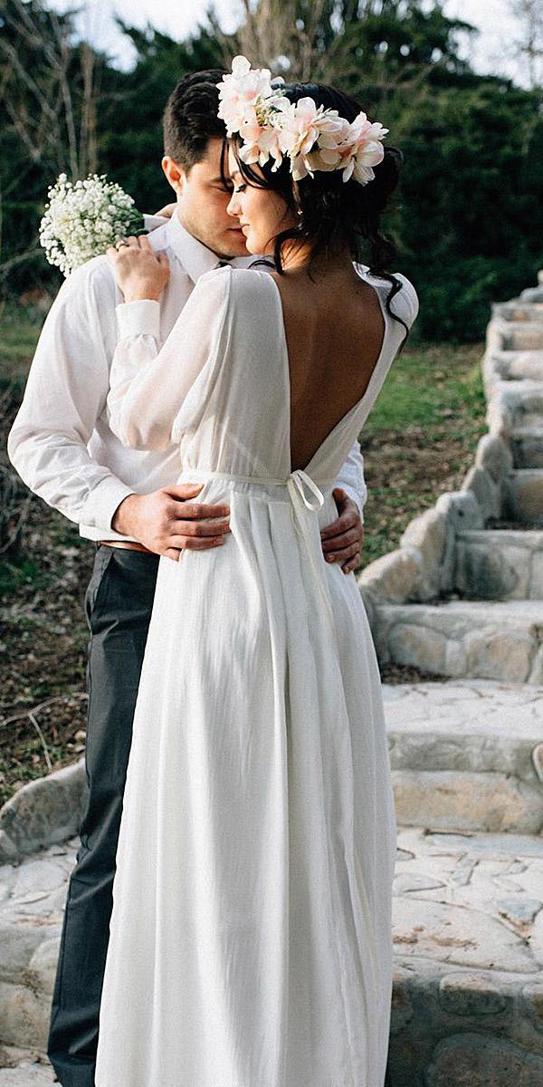simple wedding dresses with long sleeves a line v back elegant janay marie