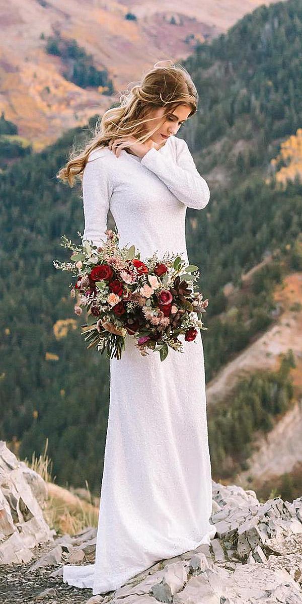 simple wedding dresses with sleeves a line jewel neckline popular elegant janay marie