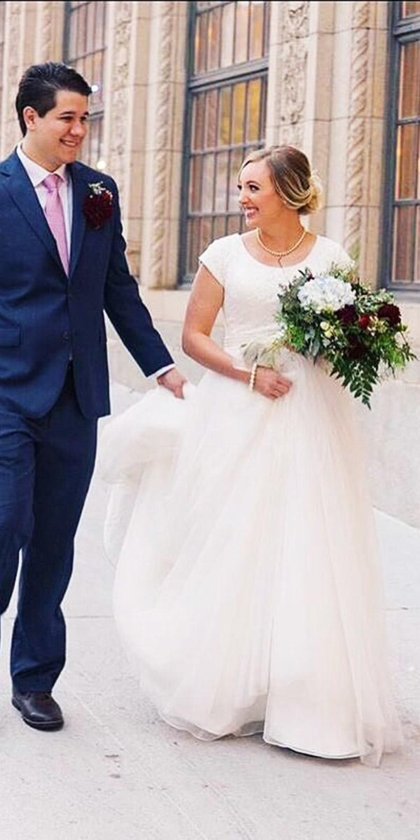 simple wedding dresses with sleeves cap a line tulle skirt plus size latterday bride