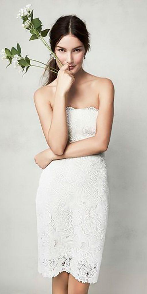 strapless lace short wedding dresses monique lhullier