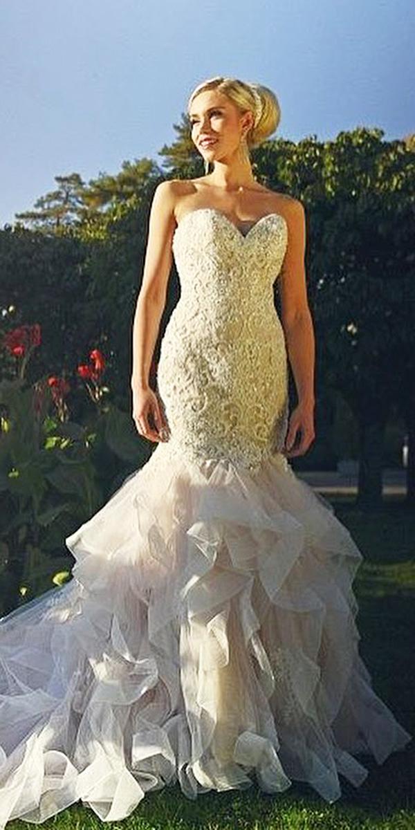 sweetheart mermaid wedding dresses bling lace embellishment tulle skirt mori lee