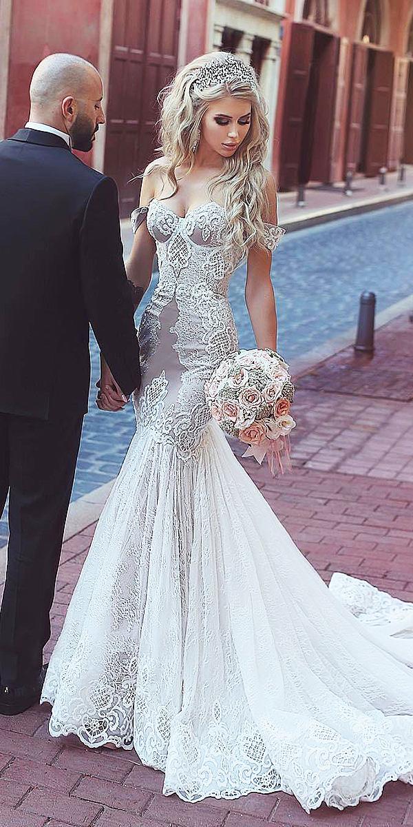 sweetheart mermaid wedding dresses off the shoulder blush with train salon kuraje