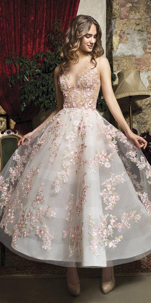 Knee Length Wedding Dresses with Color