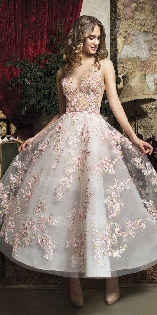 tea length colored wedding dresses