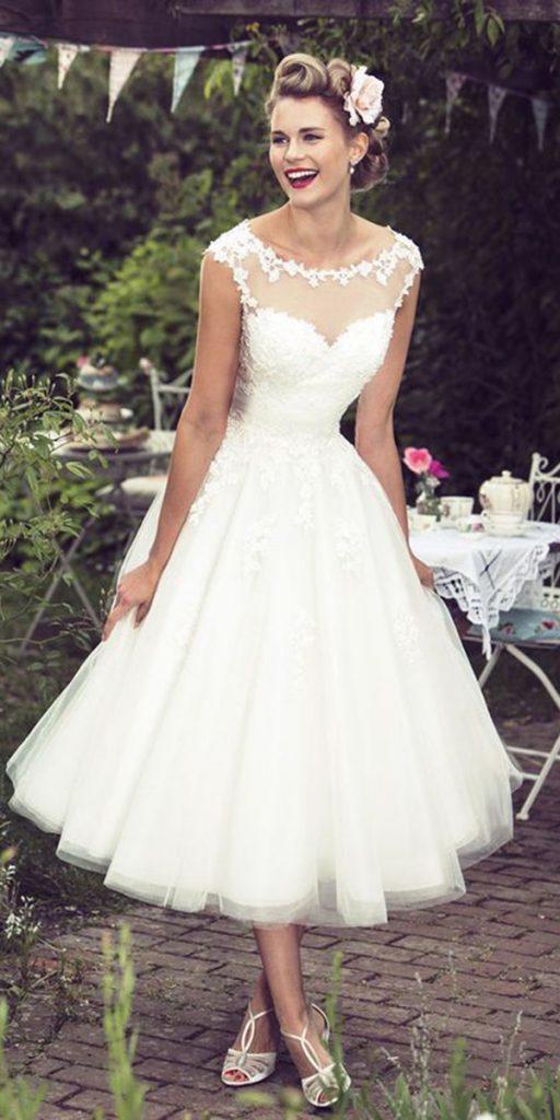 modern tea length wedding dress