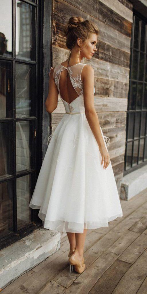 tea length wedding dresses open back romantic alex veil