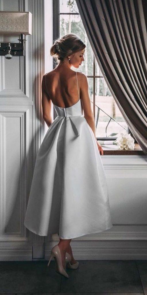 tea length wedding dresses simple with spaghetti straps low back ave dress