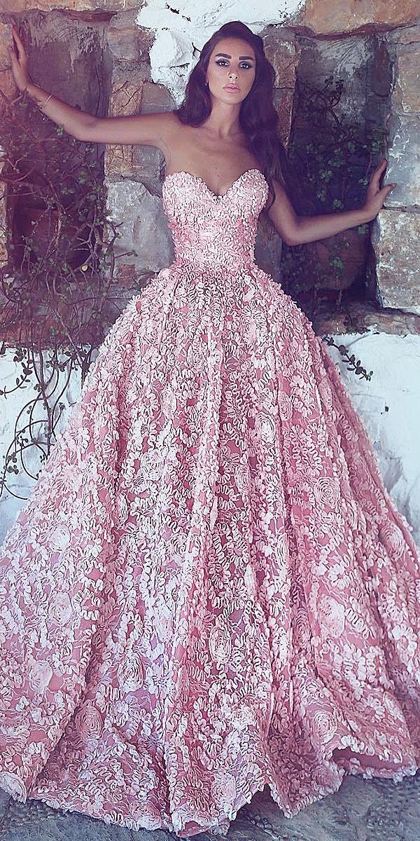 top wedding dresses ball gown sweetheart floral appliques pink zeim hamad