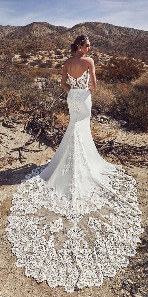  trumpet wedding dresses low back lace with train callablanche