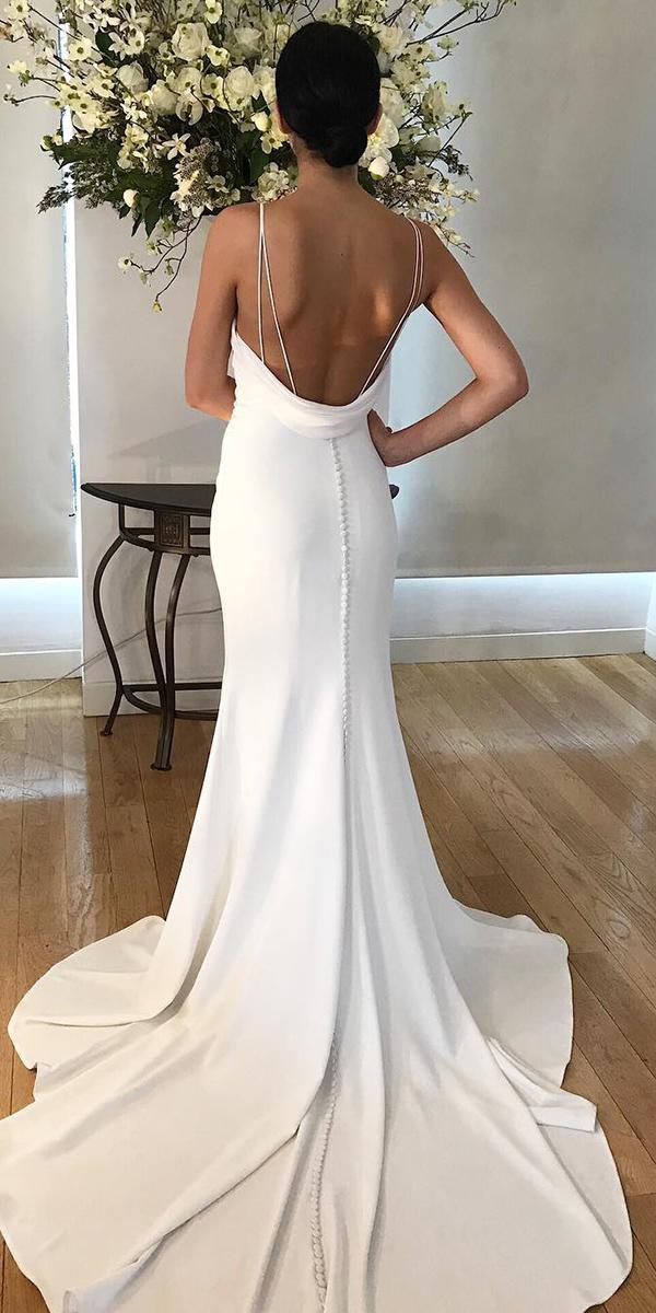 trumpet twedding dresses low back with spaghetti straps sexy kelly faetanini