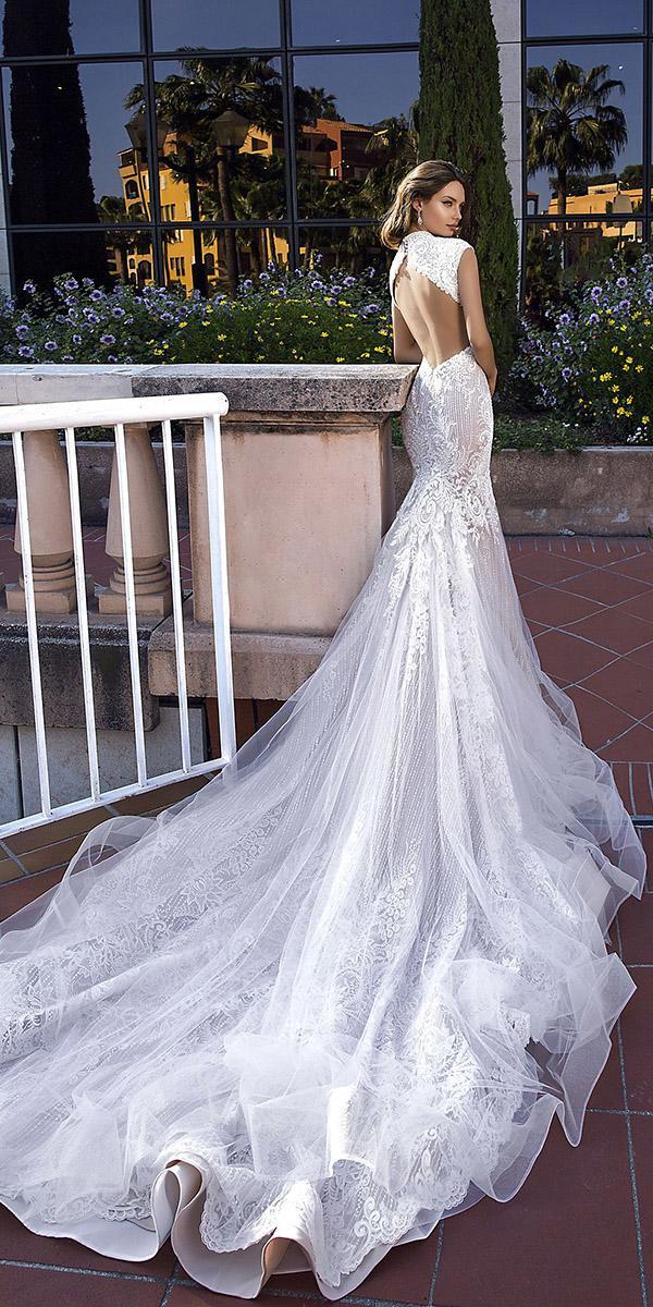 trumpet wedding dresses open back with train tina valerdi