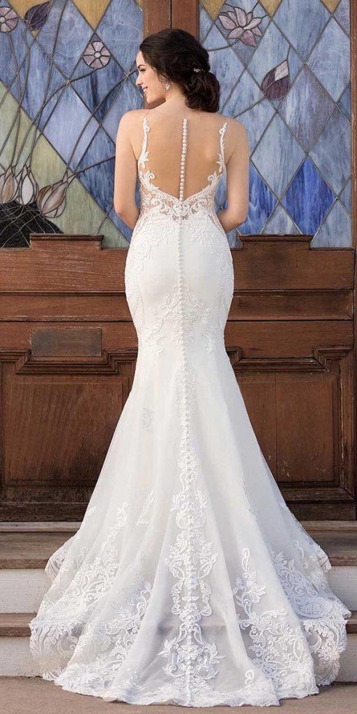trumpet wedding dresses sexy back with train lace martina liana bridal