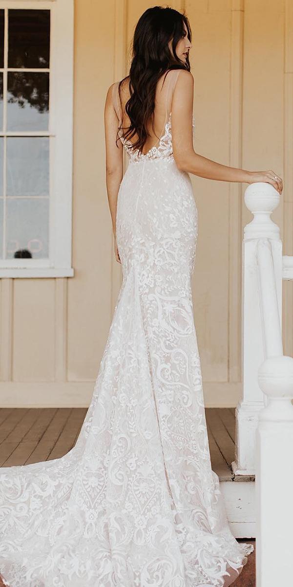 trumpet wedding dresses with spaghetti straps vintage open back tara lauren