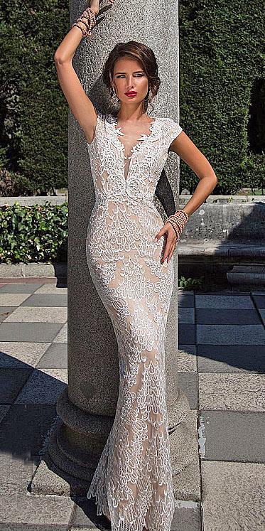 unique lace wedding dresses deep v neckline with cap sleeves 2018 diantamo