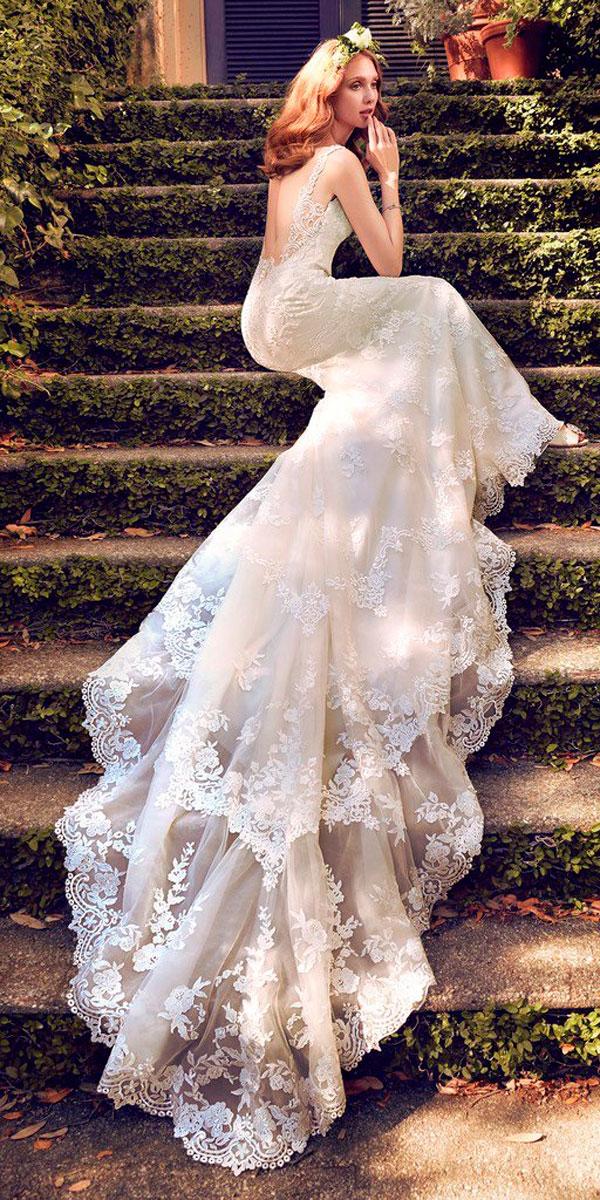 vintage wedding dresses 1920s lace open back sleeveless with train maggie sottero